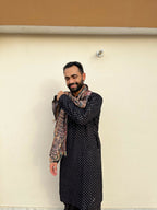 Black Mirror Work Kurta by Hilo Design
