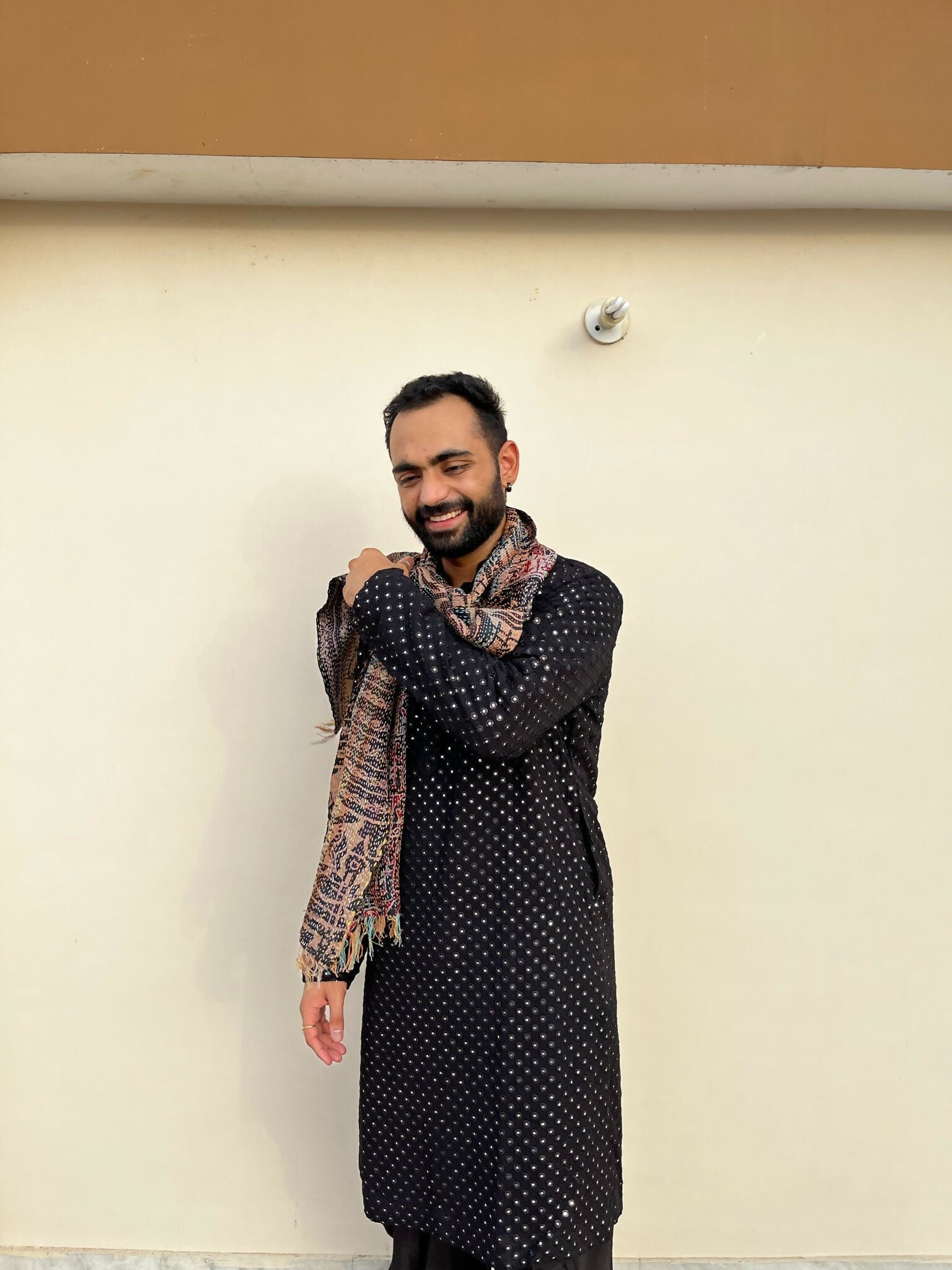Black Mirror Work Kurta by Hilo Design