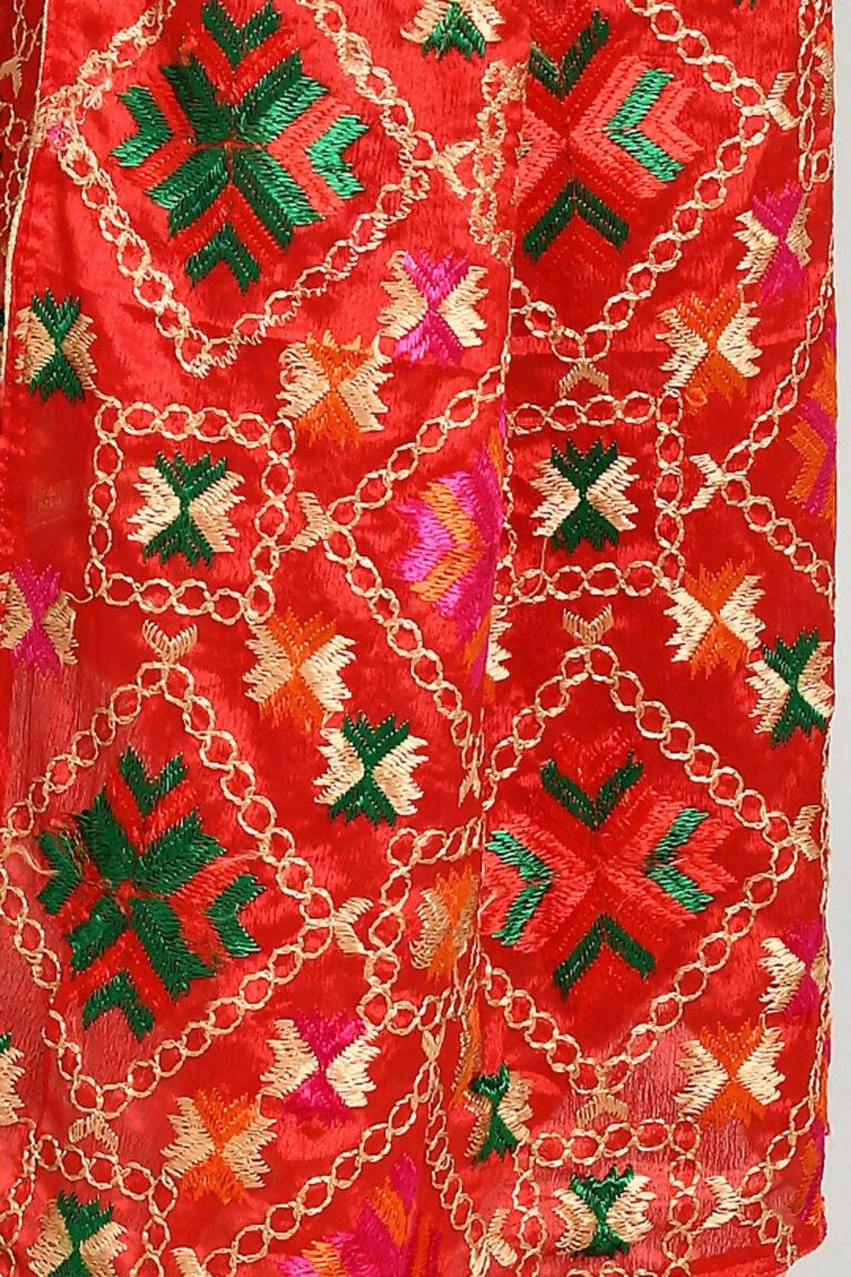 Joban Fashion Multi Color Cotton Embroidery Work Phulkari Dupatta