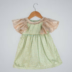 Pink Cow Fashions Gold & Green Printed Dress