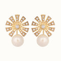 Nuyug 22K Gold-Plated Pearl Drop Zircon Floral Shaped Mini Stud Earrings - Distacart
