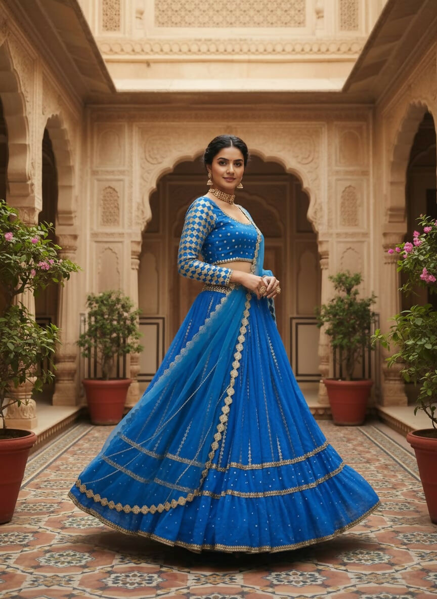 Lehenga Mart Designer Indian Wedding Lehenga Choli-Blue - Distacart
