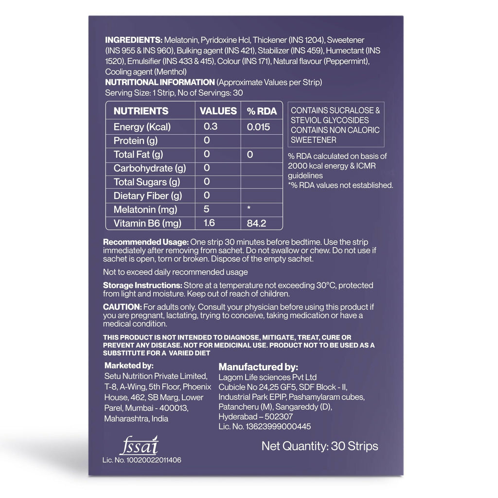 Setu Sleep Restore Plant Based Melatonin - Tasty Mint Flavor