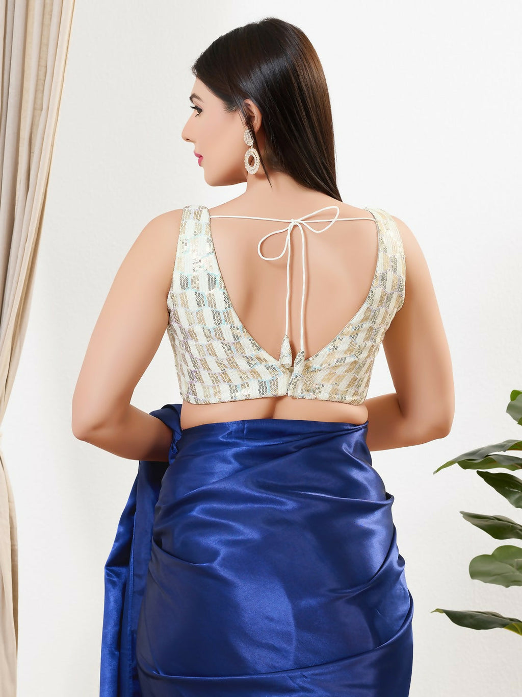 Joban Fashion Gold Sequins Padded Blouse With V Neck Sleeveless - Distacart