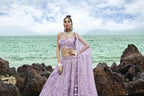 House of Panchhi Mauve Net Multi Sequins with heavy Zarkan embroidery Lehenga choli & Dupatta