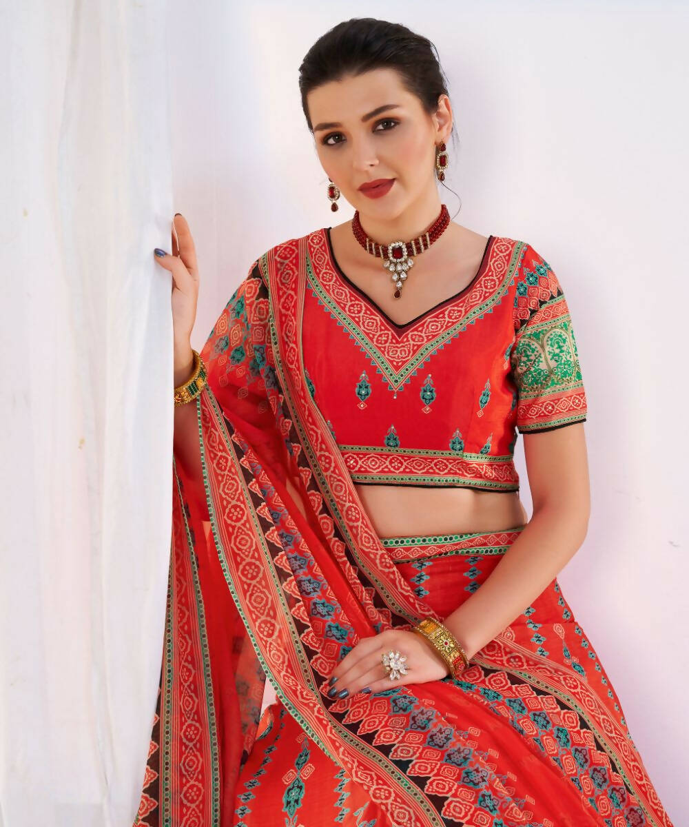 Wedding Designer Red Chinon Lehengha Choli - Anbazaar - Distacart