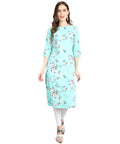 Vamika Sky Blue French Crepe Printed Party Wear/Casual Wear Kurti - Distacart