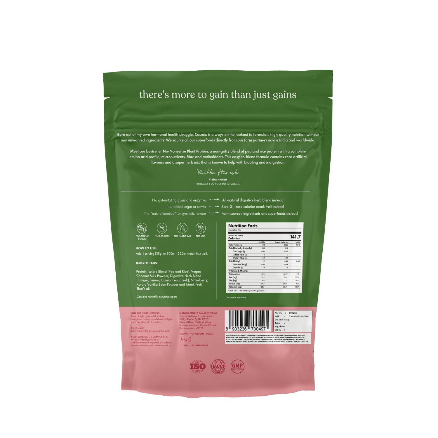 Cosmix No-Nonsense Plant Protein 23 (Mahabaleshwar Strawberry) - Distacart