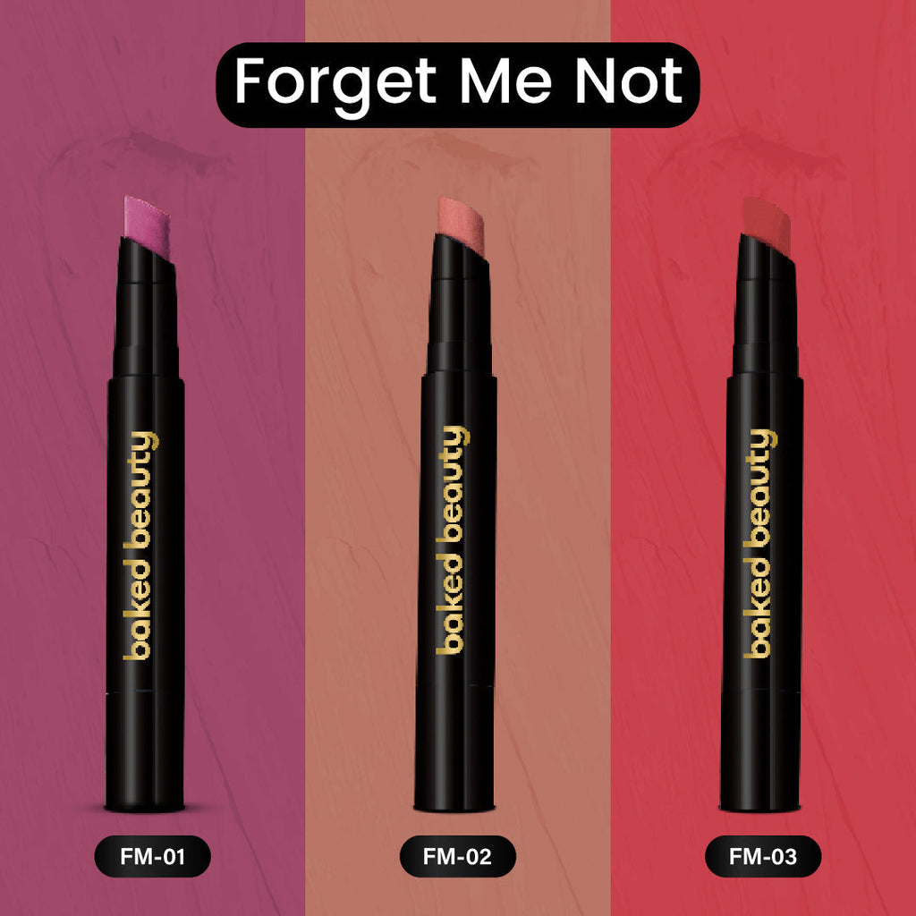 Baked Beauty My Crayon Forget Me Not Super Matte Lip Cream Lipsticks (Set of 3)