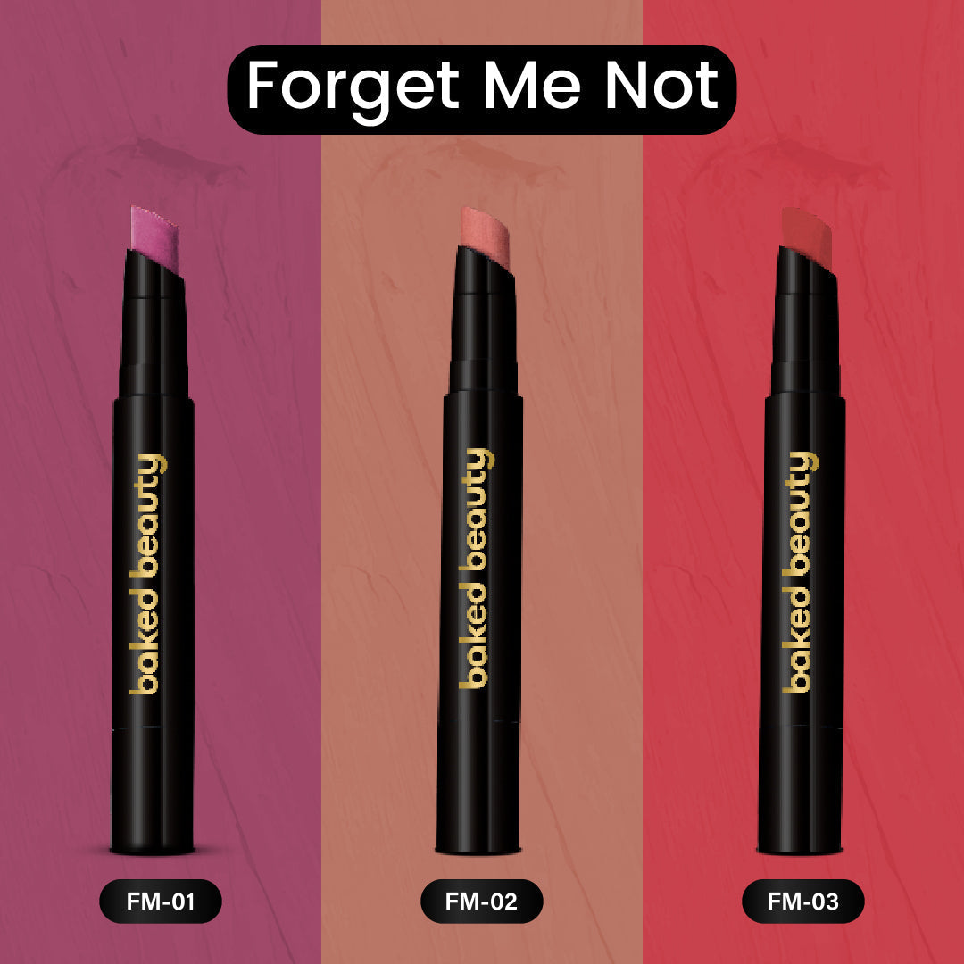 Baked Beauty My Crayon Forget Me Not Super Matte Lip Cream Lipsticks (Set of 3)