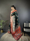 Joban Fashion Red Meenakari Picock Paithani Sarees