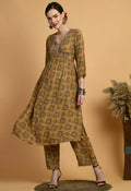Joban Fashion Mustard Maslin Kurta Set