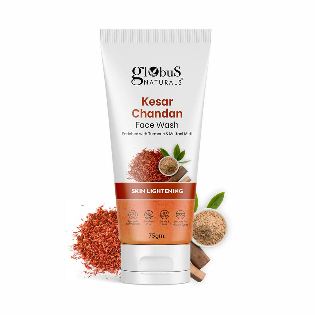 Globus Naturals Kesar Chandan Skin Lightening & Tan Removal Face wash, Suitable For All Skin Types - Distacart