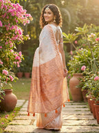 Shree Shyam Fashion White Linen Cotton Saree - Distacart