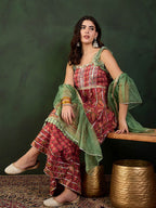 Sangria Printed Pure Cotton Kurta & Sharara With Dupatta
