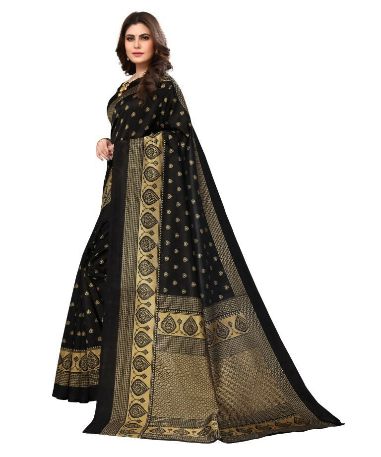 Vamika Black Printed Art Silk Saree