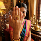 JS Fashion Antique Jewellery Designer High Gold Polish Fancy Style Finger Rings for Women | Adjustable Ethnic Statement Jewellery for Wedding, Party & Festive | Royal Vintage Gift Set