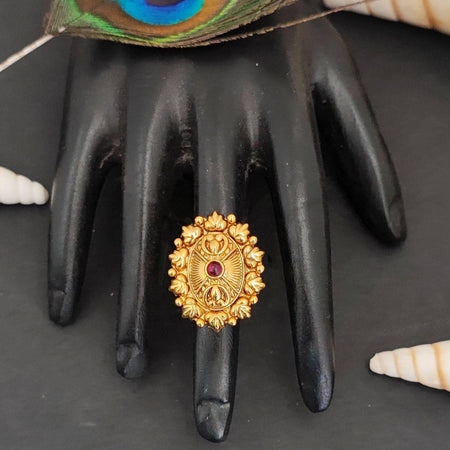 JS Fashion Antique Jewellery Design High Gold Polish Party Wear Finger Rings for Women | Adjustable Ethnic Statement Rings for Wedding, Cocktail & Festive | Vintage Royal Gift Set