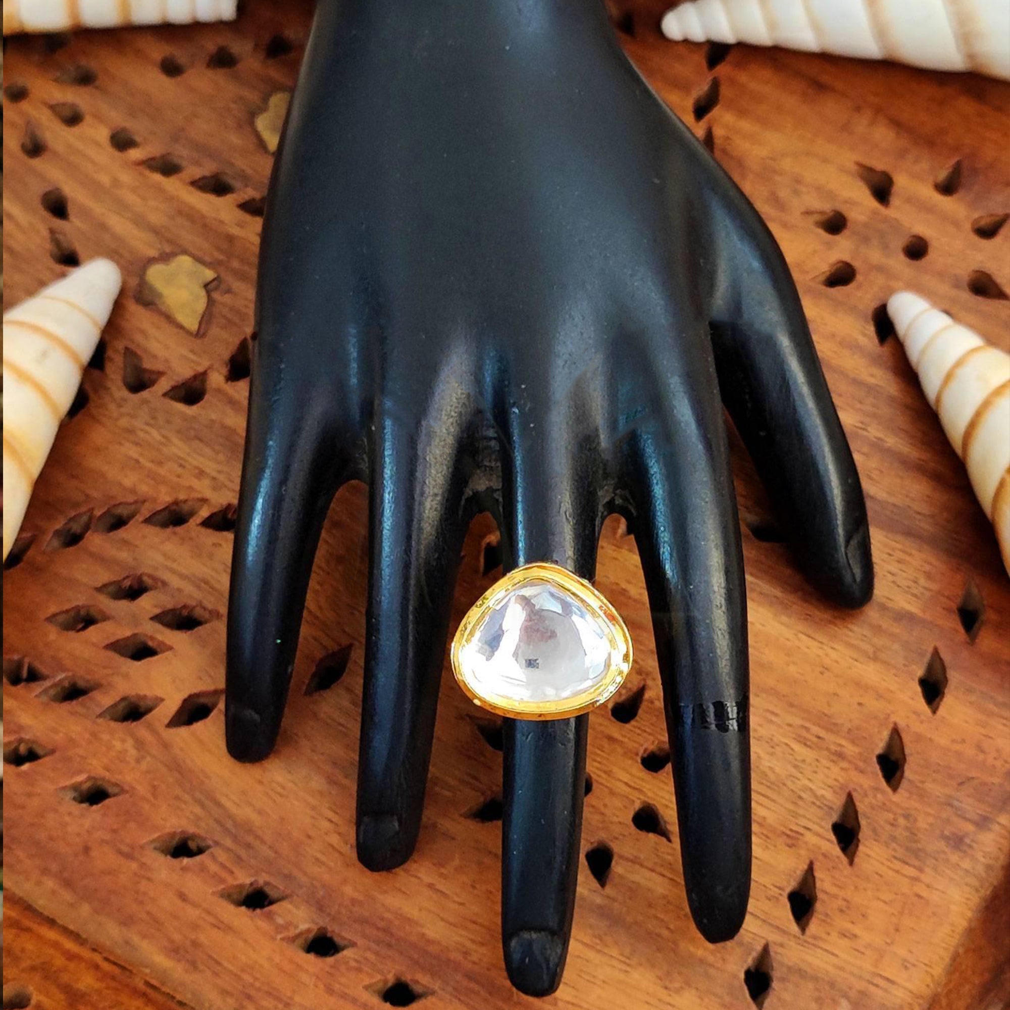 JS Fashion Beautiful High Gold Polish Fancy Designer Finger Rings for Women | Adjustable Ethnic Statement Jewellery for Wedding, Party & Festive | Glamorous Ring Gift Set