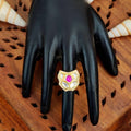 JS Fashion Traditional Kundan Finger Ring with Multi Center Stone High Adjustable Gold Finish for Women|Royal Statement Gift - Distacart
