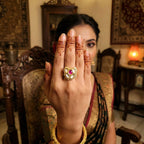 JS Fashion Traditional Kundan Finger Ring with Multi Center Stone High Adjustable Gold Finish for Women|Royal Statement Gift - Distacart