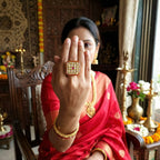 JS Fashion Square Kundan Adjustable Finger Ring High Gold Finish with Multi Stone Center for Women|Royal Square Gift