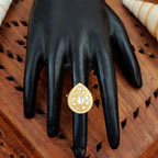 JS Fashion Elegant High Gold Kundan Finger Ring Festive Wear for Women | Adjustable Ethnic Bridal Statement Jewellery for Diwali, Wedding & Party | Sophisticated Royal Gift