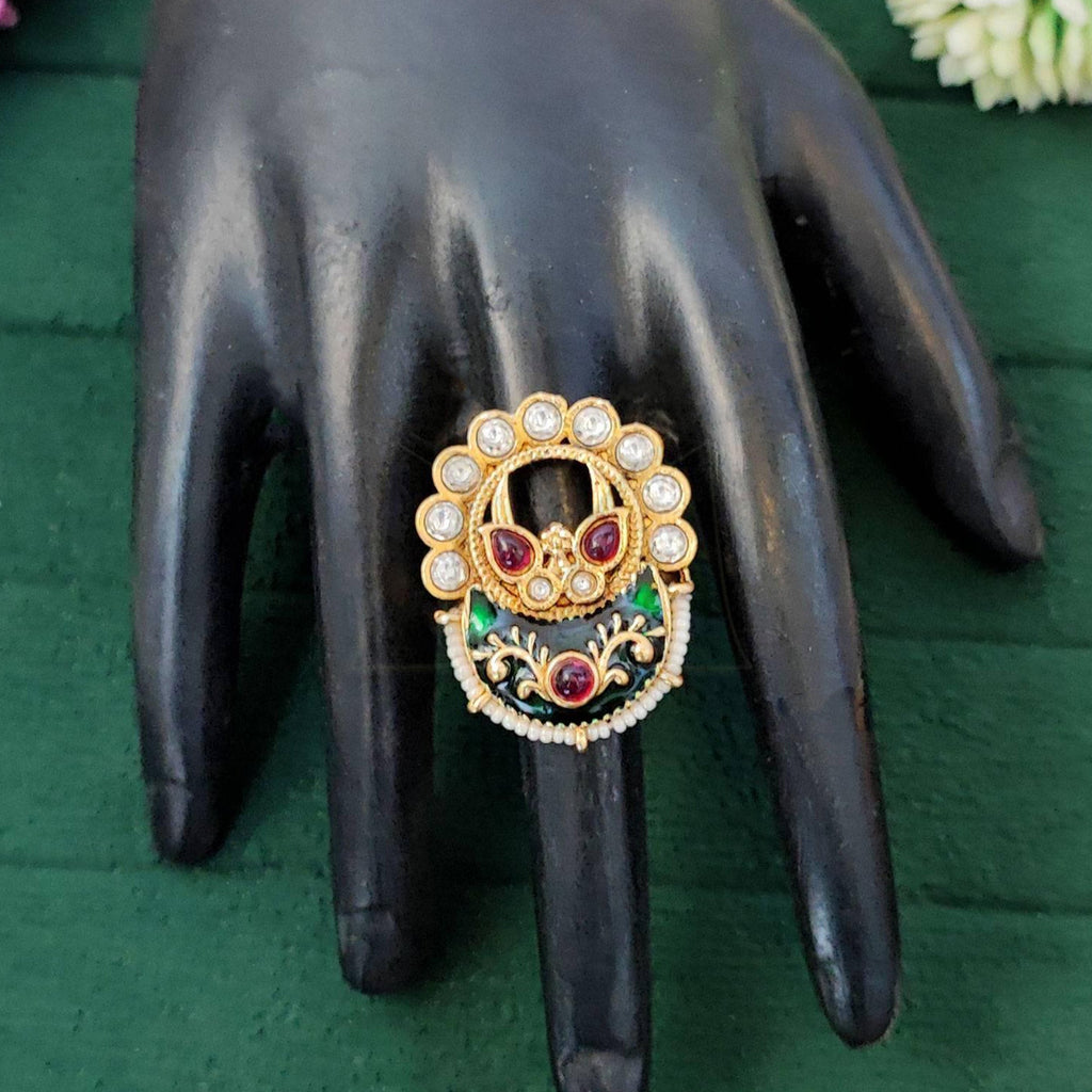 JS Fashion Designer High Gold Full Stone Fancy Finger Rings for Women | Adjustable Ethnic Bridal Statement Jewellery for Wedding, Party & Festive | Royal Full Stone Gift Set