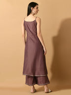 Myshka Women's Mauve Solid Party Kurta Sets
