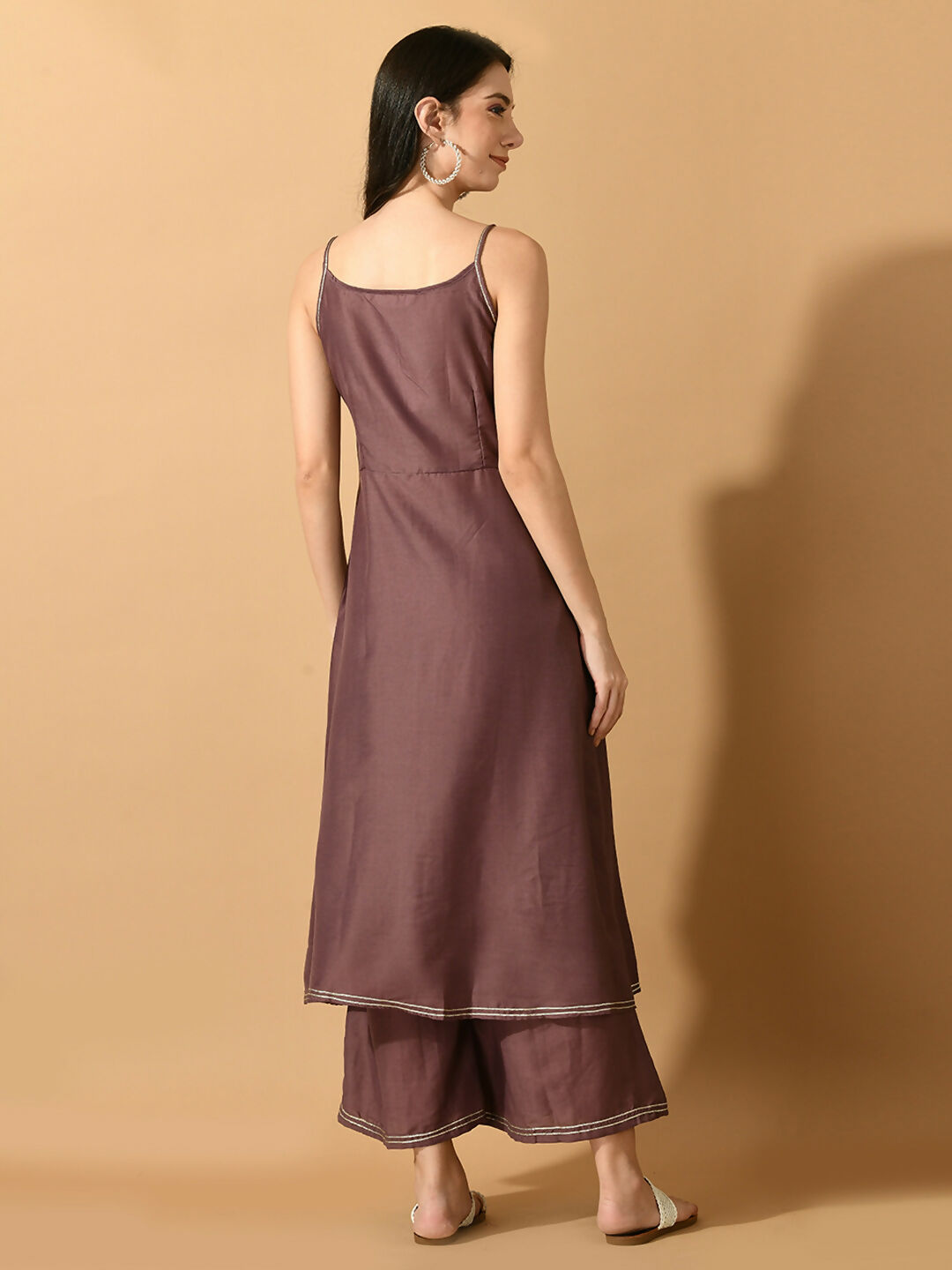 Myshka Women's Mauve Solid Party Kurta Sets