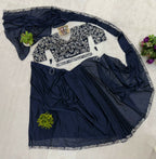 Teeya Creation Dark Blue Color Rangoli Silk Trending Ready To Wear Saree With Belt - Distacart