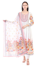 Jaitra Apparels Off White Embroidered Pure Cotton Kurta Set With Dupatta - Distacart