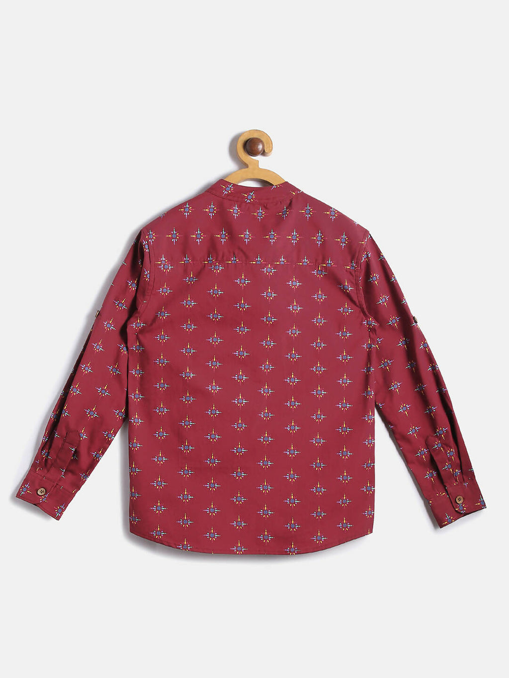 Manet Ethnic Full Sleeves Printed Shirt - Maroon