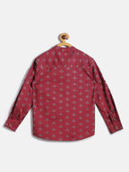 Manet Ethnic Full Sleeves Printed Shirt - Maroon