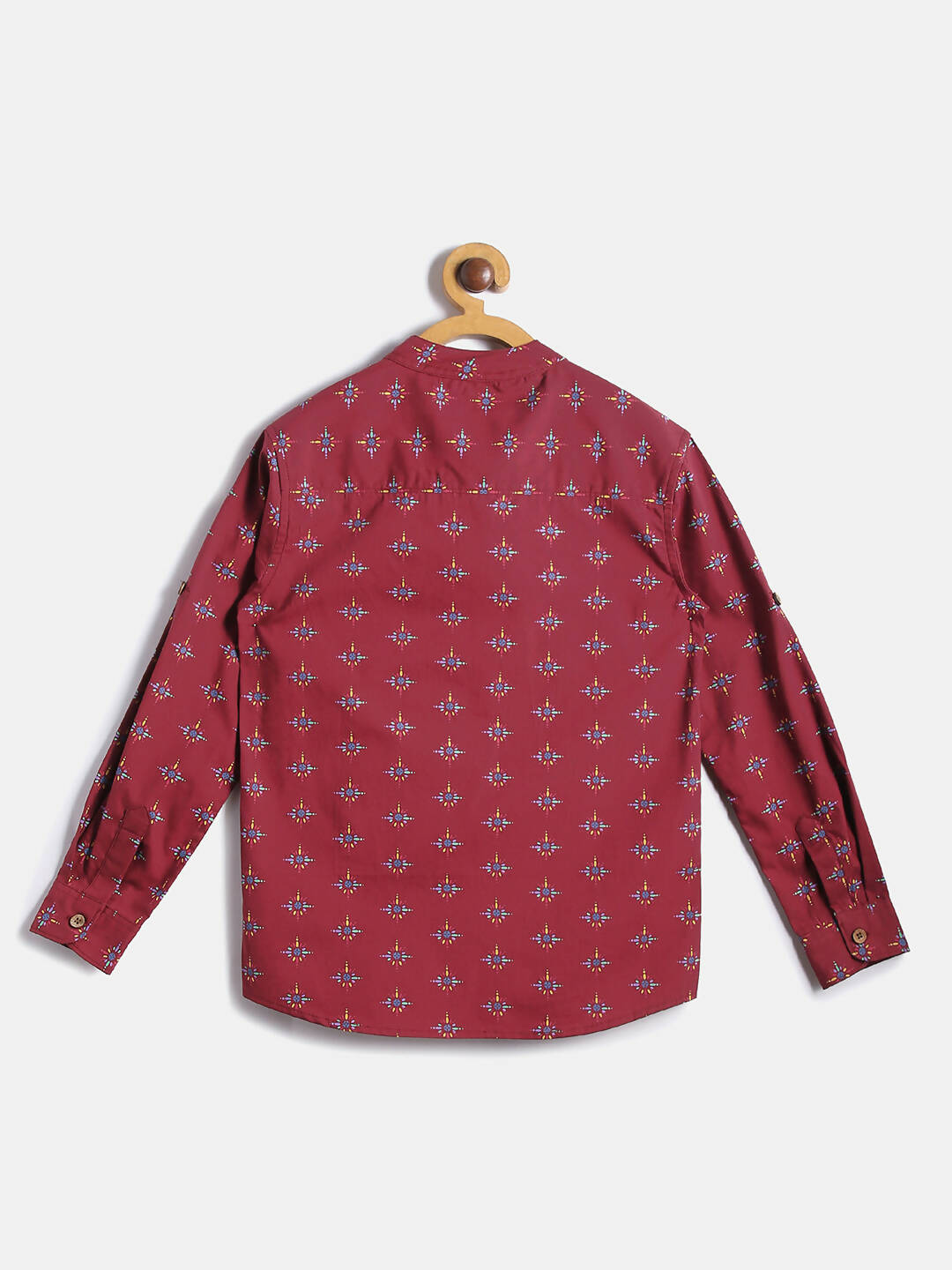 Manet Ethnic Full Sleeves Printed Shirt - Maroon