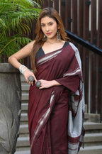 Beatitude Maroon Cotton Handloom Saree
