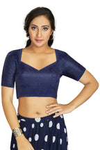 Aastha Fashion Women's Navy Blue Art Silk Designer Traditional Readymade Blouse