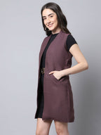 Even Apparels Wine Polywool Open Front Women's Long Coat - Distacart
