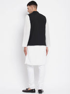 Even Apparels Black Pure Cotton Nehru Jacket With Eid Insignia PW668 - Distacart