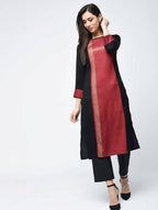 Aniyah Rayon Block Printed Red Color Straight Kurta (AN-115K)