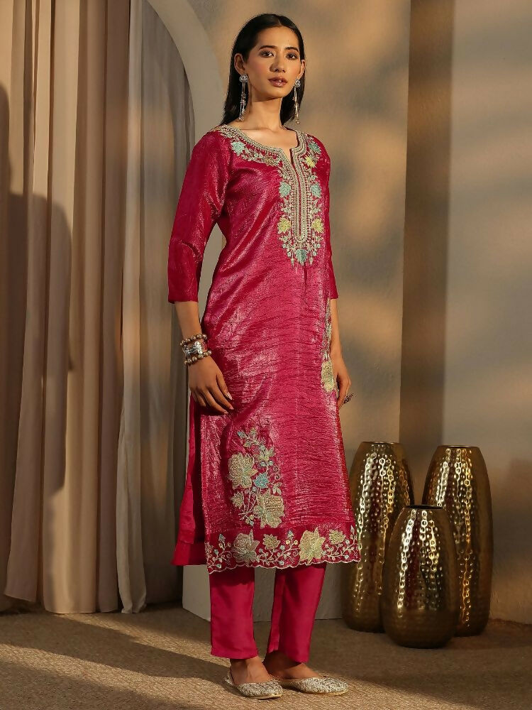 Teeya Creation Rani Color Barsana Silk Pakistani Style Salwar Suit