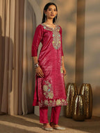 Teeya Creation Rani Color Barsana Silk Pakistani Style Salwar Suit
