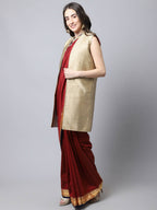 Even Apparels Beige Bansari Silk Open Front Women's Long Coat - Distacart