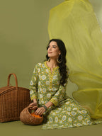 Myshka Women's Multi Printed Cotton Straight Party Kurta Set With Dupatta