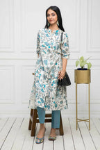 Myshka Women Multi Floral Cotton A-Line Mandarin Collar Kurtas - Distacart