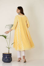 Joban Fashion Yellow&White Georgette Kurta Set - Distacart