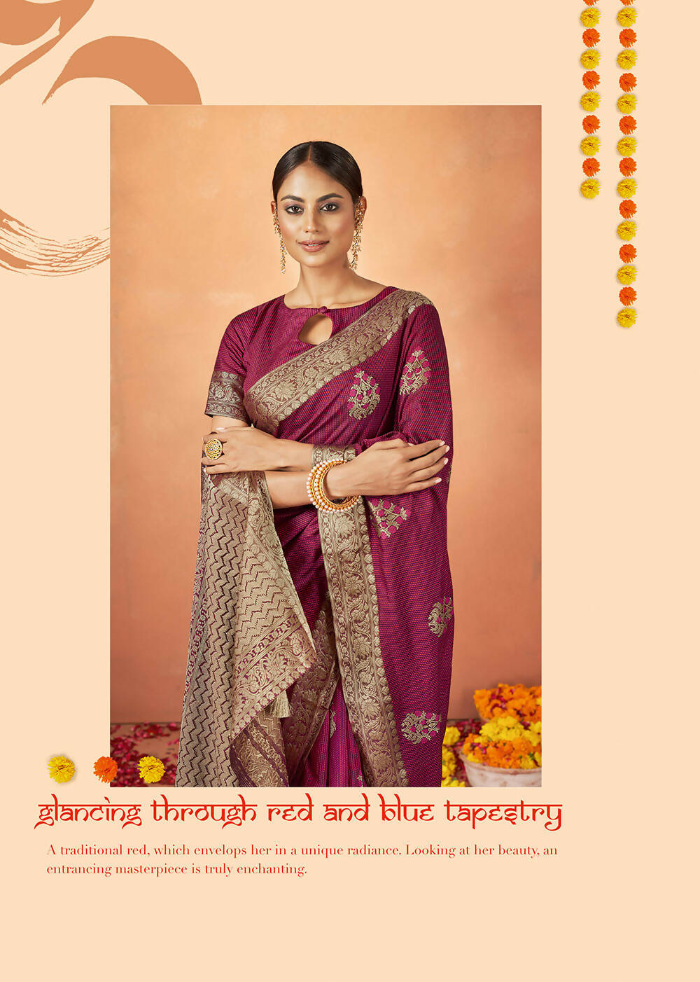 Maroon Tusser Silk Woven Design Saree With Unstitched Blouse Piece - Norita Royal Pradha