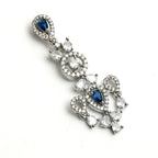 Mominos Fashion Johar Kamal Silver-Plated American Diamond Silver Blue Choker Set - Distacart
