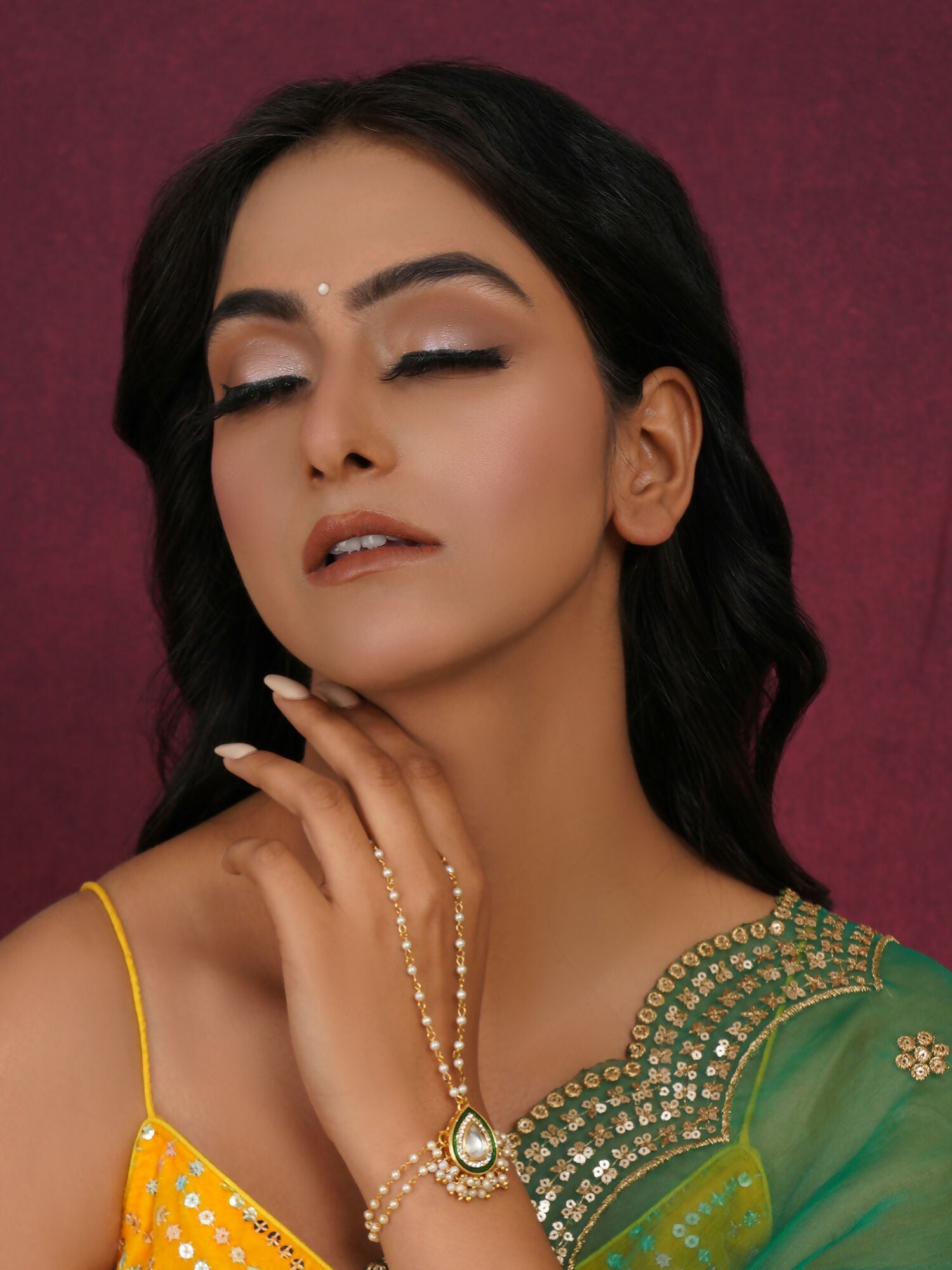 Kundan Hand Harness (gold) - Ruby Raang - Distacart