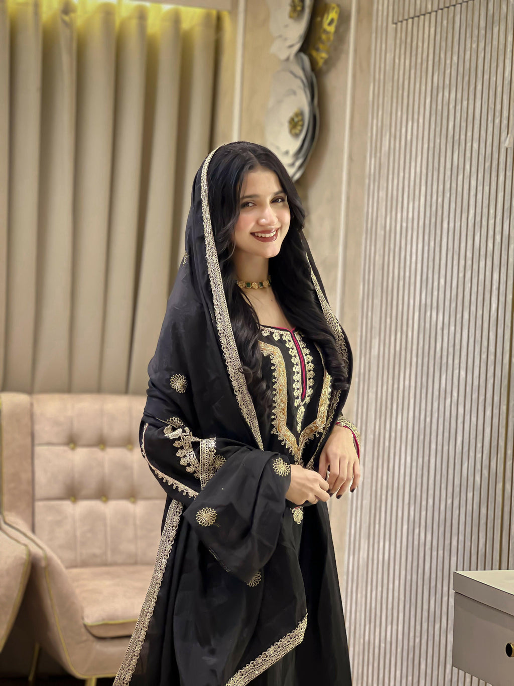 Teeya Creation Black Color Chinon Silk Party Wear Trending Palazzo Set - Distacart